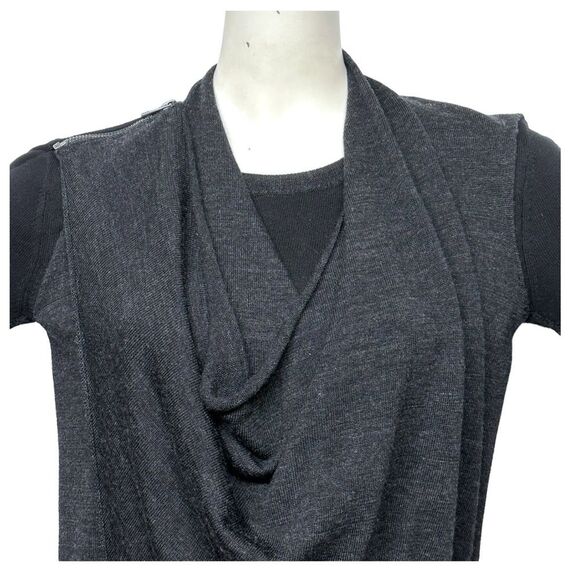 ALL SAINTS Drina Merino Wool Draped Convertible Sweater Knit Dress BlackGray 4 S - Picture 5 of 14